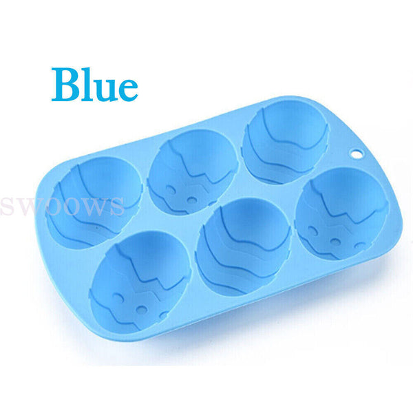 6 Cavity Silicone Eggs Shaped Mould 3D Easter Chocolate Baking Dessert Cake Mold