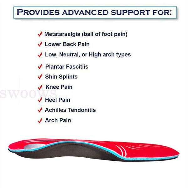 Orthotic Insoles Insert Shoes High Arch Support Plantar Flat Feet Fasciitis Foot