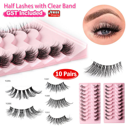 Half Eyelashes Natural Look Cat Eye Half Lashes False Eyelashes with Clear Band