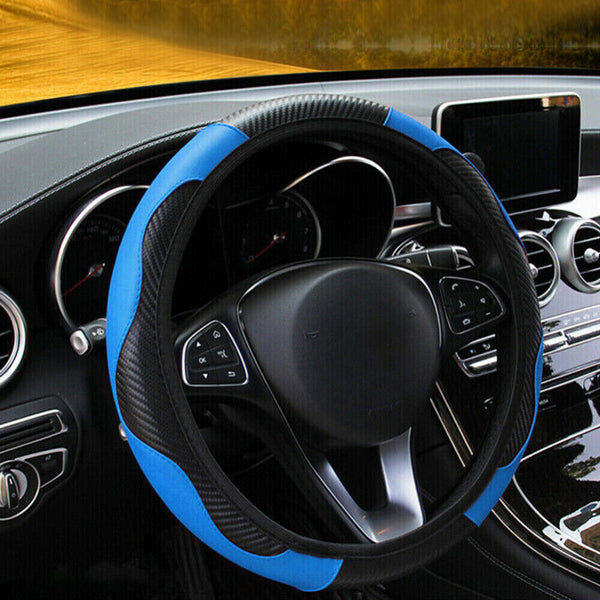 Car Steering Wheel Cover Leather Breathable Anti-slip Protector Universal 38cm