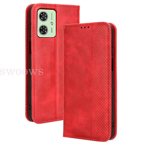 Shockproof Retro Flip Leather Wallet Stand Cover Case For Motorola Moto G54 5G