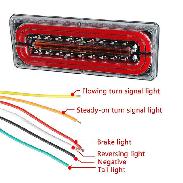 2PCS 12V-24V Sequential Indicator LED Tail Lights Trailer Caravan Truck Stop