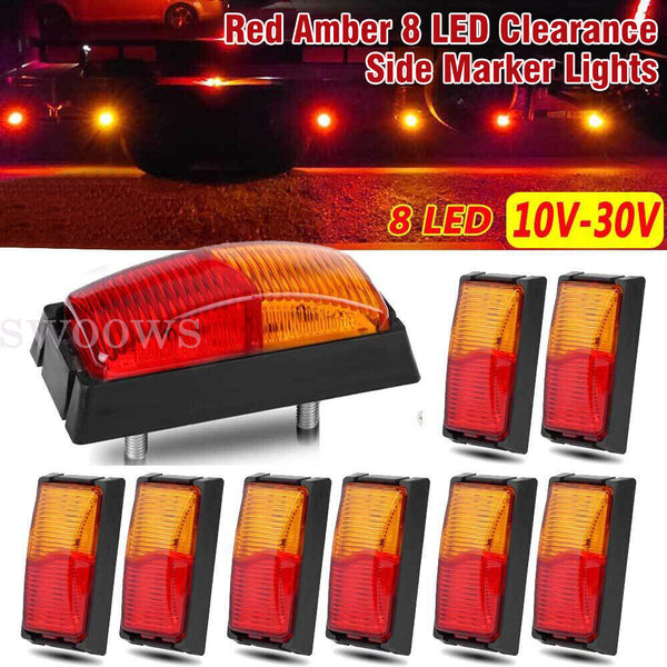 Red Amber LED Clearance Lights Side Marker Lamp Trailer Truck Caravan Multi Volt