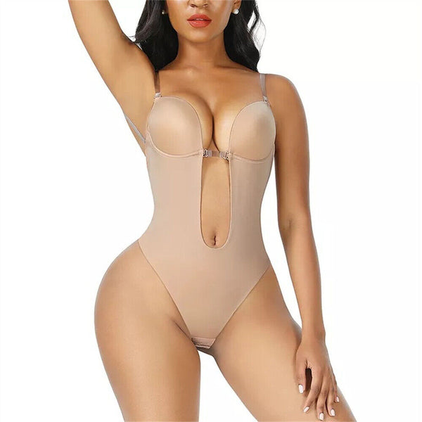 Women Invisible Push Up Bra Backless Bodysuit wedding Party Bra Deep U Underwear