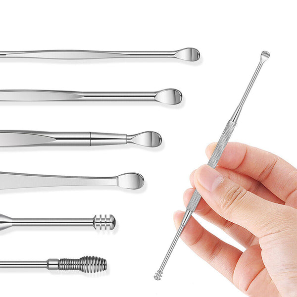 up 7Pcs Earpick Ear Wax Curette Ear Cleaner Remover Spoon Ear Cleaning Tool Kit