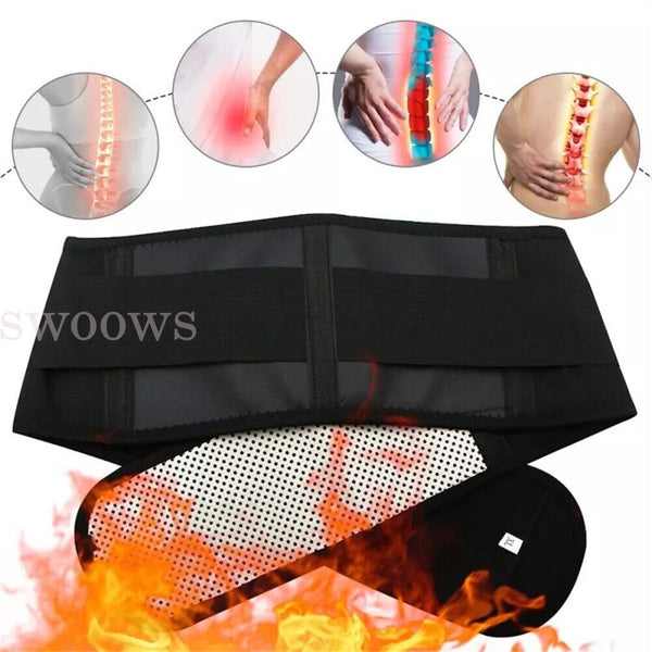 Self Heating Magnetic Back Support Lumbar Lower Waist Brace Belt Pain Relief AU