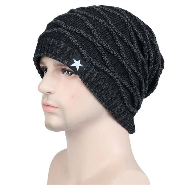 Men Knitted Thermal for Slouch Beanie Hat Winter Fleece Lined Warm Skull Ski Cap