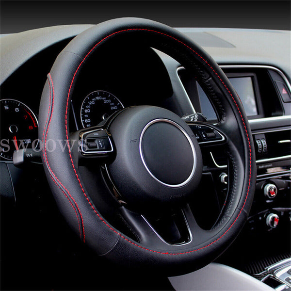 Universal Premium PU Leather Car Steering Wheel Cover Protector Brand New 38cm