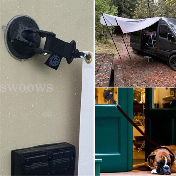 1-4PCS Heavy Duty Suction Cup Anchor Tie Downs w/Hooks Lock Car Awning Camping