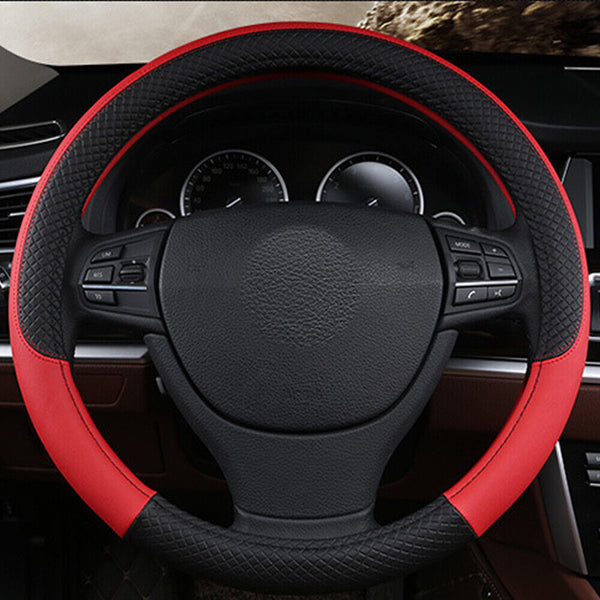 38CM Universal Auto Car Steering Wheel Cover Anti-Slip Wheel Protector Leather