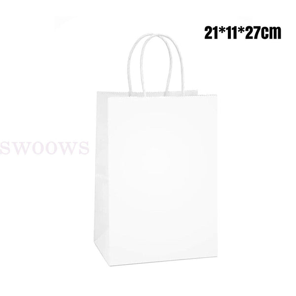 10/50PCS Bulk Kraft Paper Bags Gift Shopping Carry Craft Brown Bag with Handles