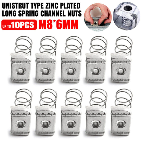 UP 24Pcs M8 x 6mm Unistrut Type Zinc Plated Long Spring Channel Nuts D Tools AU