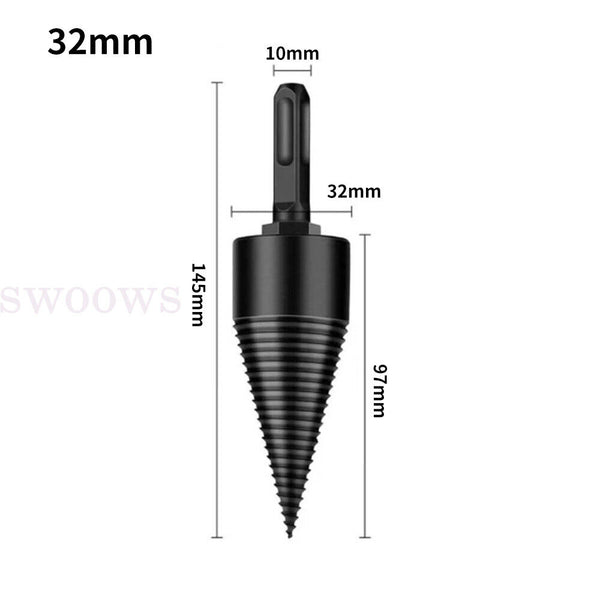 High Speed Twist Firewood Chop Wood Drill Bit Tool 32/42mm Splitting Cone