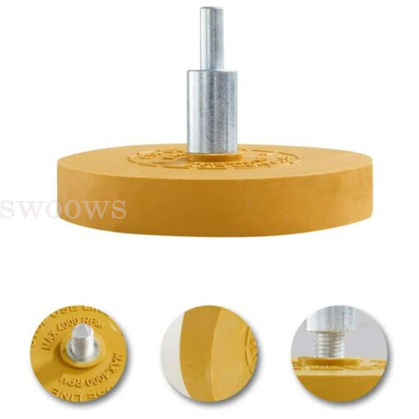 Decal Rubber Eraser Caramel Wheel Pinstripe Sticker Remover w/ Drill Adapter