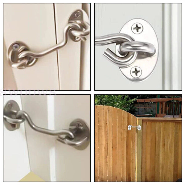 Cabin Hook And Eye Latch Lock Shed Gate Door Stainless Steel Catch Silent Holder