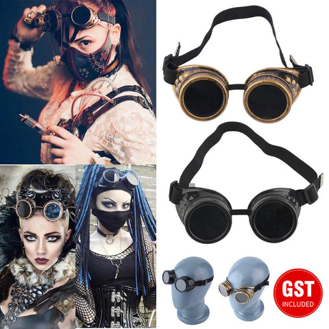 Vintage Victorian Steampunk Goggles Glasses Welding Cyber Punk Gothic Cosplay