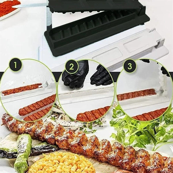 Skewers Kebab Maker Outdoor Barbecue Stringer Box Machine String Grill BBQ Tool