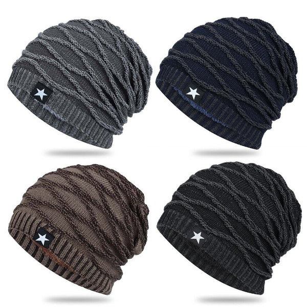 Men Knitted Thermal for Slouch Beanie Hat Winter Fleece Lined Warm Skull Ski Cap