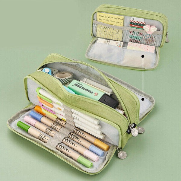 Zipper Pencil Case Pen Bag Organizer School Office Cosmetic Stationery Storage