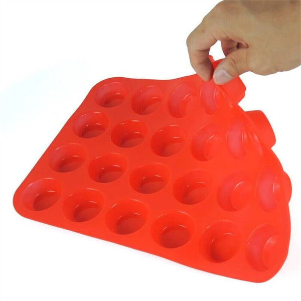 1-2x Pan Tray Silicone Mould 24 Cavity Mini Cupcake Cookie Baking Mold MuffinCup