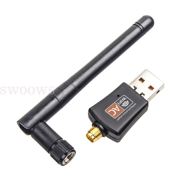 600Mbps USB WiFi Adapter Wireless Dongle Dual Band 2.4GHz/5GHz For PC Laptop