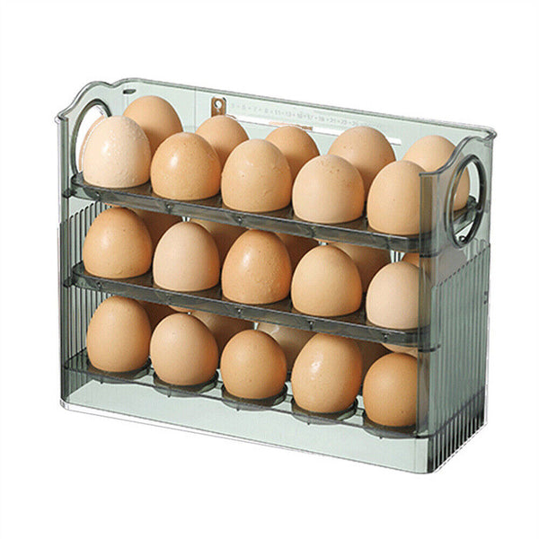 3Tier Storage Rack Egg Holder Space Saver Tray Flip Stand Dispenser Refrigerator