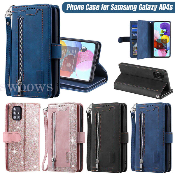 For Samsung Galaxy A04s Case Zipper Leather Wallet Stand Case Cover NEW