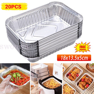 20pcsx BBQ Aluminum Foil Grease Drip Pans Recyclable Grill Catch Tray For Weber