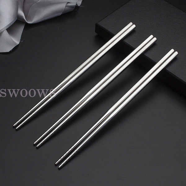 Stainless Steel Chopsticks Asian Chinese Japanese Dinner Reusable Metal Cutlery