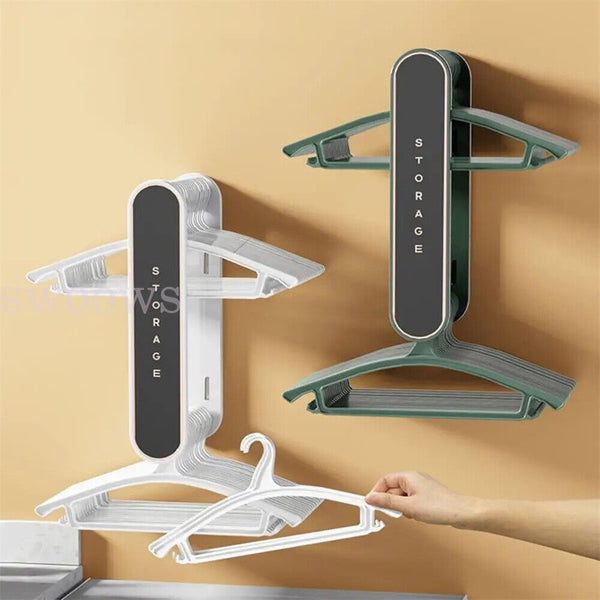 Wall Mount Clothes Hanger Foldable Organizer Retractable Drying Rack Hook Holder