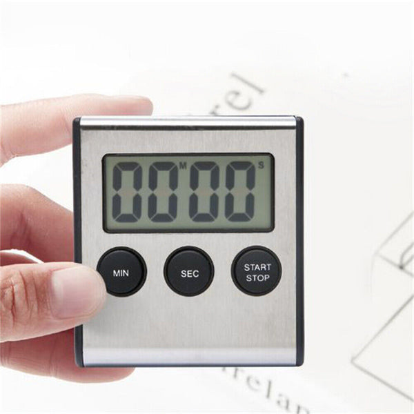 Stainless Steel Magnetic LCD Digital Kitchen Timer Count Down Cooking Alarm