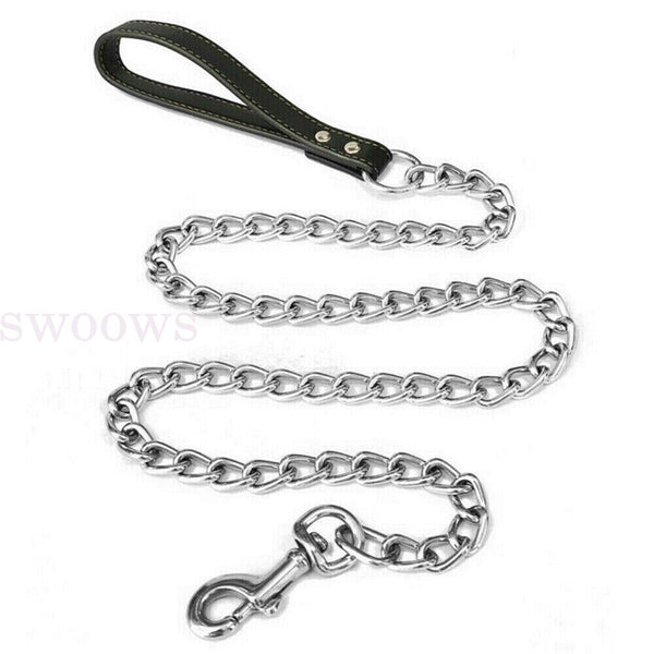 Metal Chain Dog Lead With Handle Long Strong Control Leash 0.2*120cm Heavy Duty