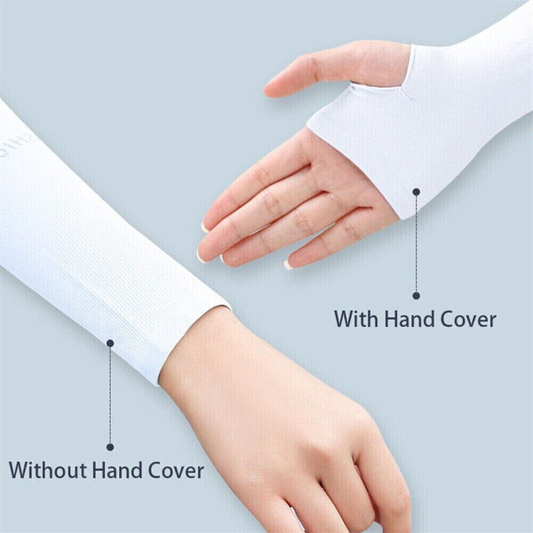 UV Sun Protection Cooling Long Arm Driving Half Finger Gloves Sleeve Sports