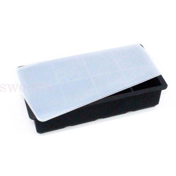 8 Grids Whiskey Silicone Maker Ice Cube Tray Mould Large Mold Giant Square Black