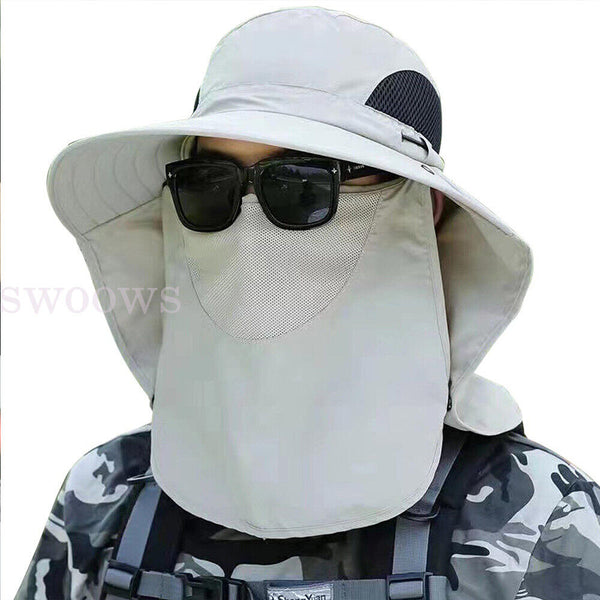 Outdoor Sun UV Protection Fishing Cap Neck Face Flap Wide Brim Hat Cover Summer