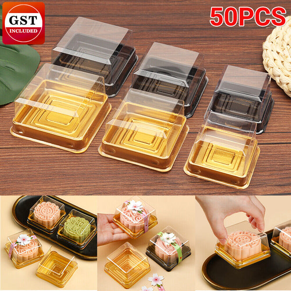 50pcs Size S/M/L Square Moon Cake Dessert Mooncake Packaging Box Container AU