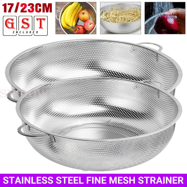 Stainless Steel Fine Mesh Strainer Colander Food Rice Vegetable Fruits Sieve