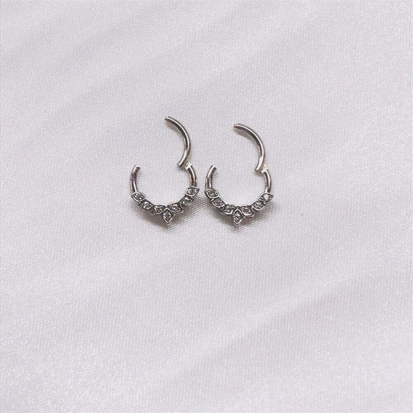 Surgical Steel 16g CZ Hinged Ring Clicker Nose Ear Tragus Septum Piercing 1pc