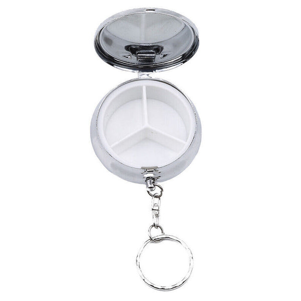 NEW Pill Container Pill Box Tablet Holder Medicine Metal Case Round