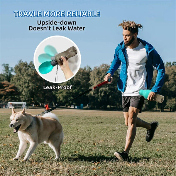 800ml Portable Dog Water Bottle Pet Outdoor Travel Hiking Walking Drinking Bowl