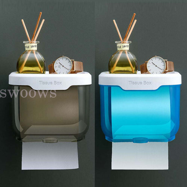 Toilet Paper Holder Waterproof Wall Mount Roll Paper Dispenser Tissue Box Shelf