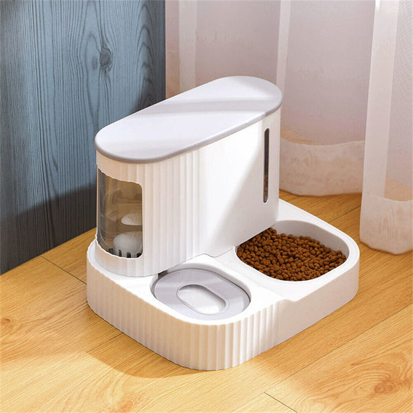 2 in1 Automatic Pet Dog Cat Food Water Dispenser Feeder Self Feeding Bowl Bottle