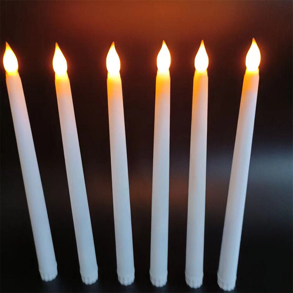 12x LED Flameless Taper Flickering Battery Operated Candle Light Wedding Party