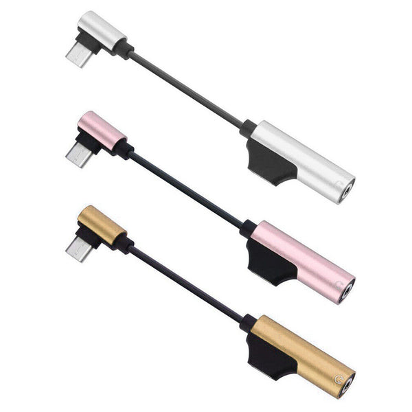 NEW 2 In 1 Type-C To 3.5mm And Charger Headphone AUX Audio Jack