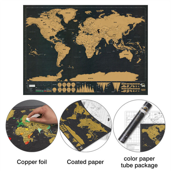 New Deluxe Large Scratch Off Map Personalised World Map Travel Atlas Travel Gift