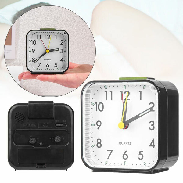 Battery Operated Alarm Clock Quartz No Tick With Night Light Bedside Clocks AU