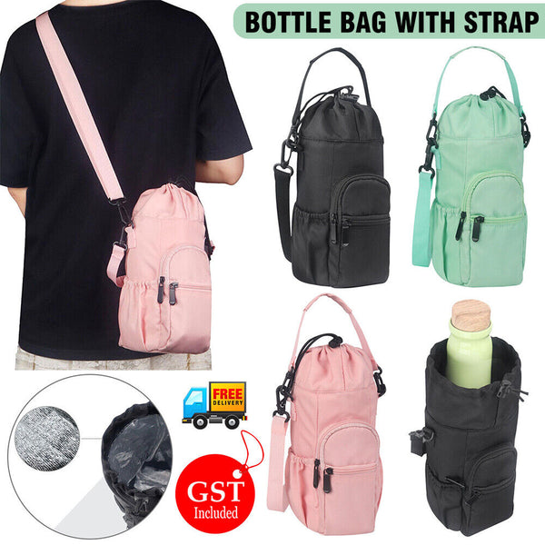 1-3x Portable Water Bottle Carrier Insulated Cup Cover Bag Holder Pouch w/ Strap