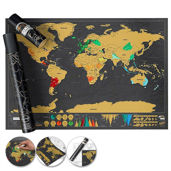 New Deluxe Large Scratch Off Map Personalised World Map Travel Atlas Travel Gift