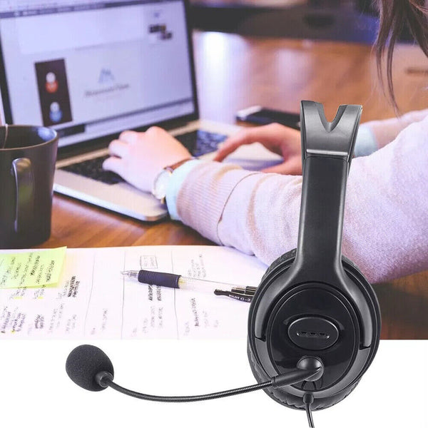 USB Wired Headphone Headset Noise Cancelling With Microphone ForComputer Laptop~