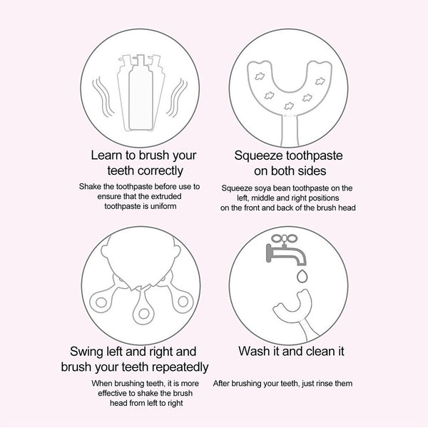 Kids U Shaped Toothbrush Soft Silicone Brush Head 360° Oral Teeth Cleaning Brush